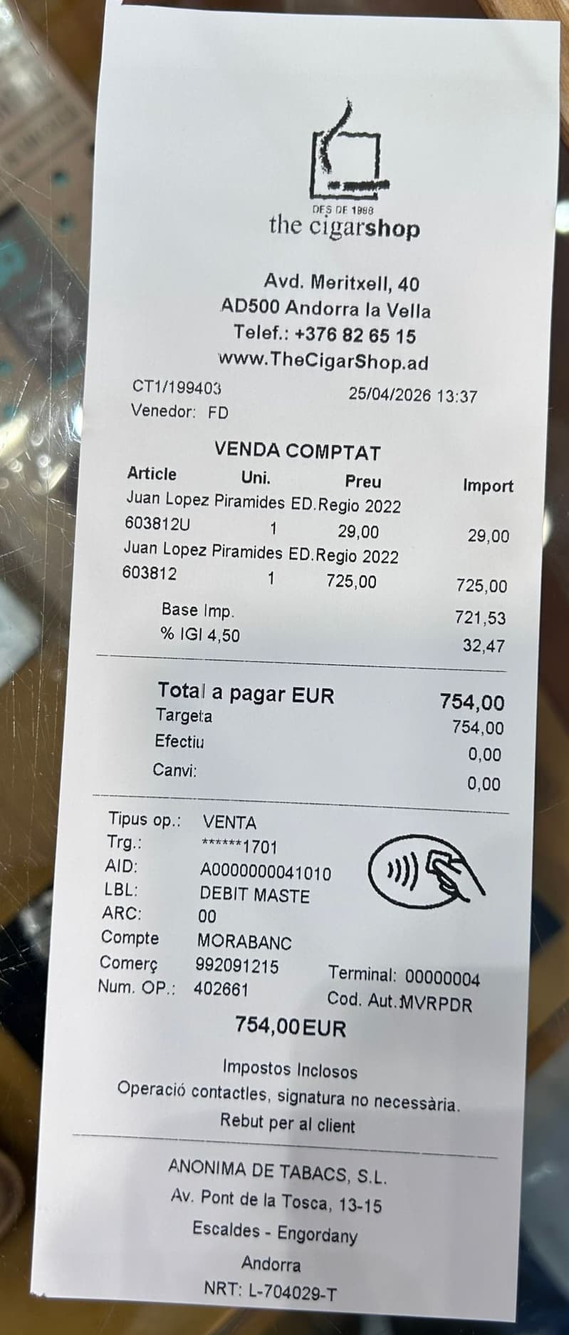 Purchase receipt